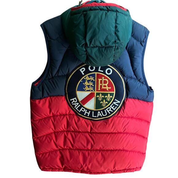 Polo Ralph Lauren Cookie Patch Puffer Vest – Multi Color Hooded – Rare - small - Picture 4 of 6